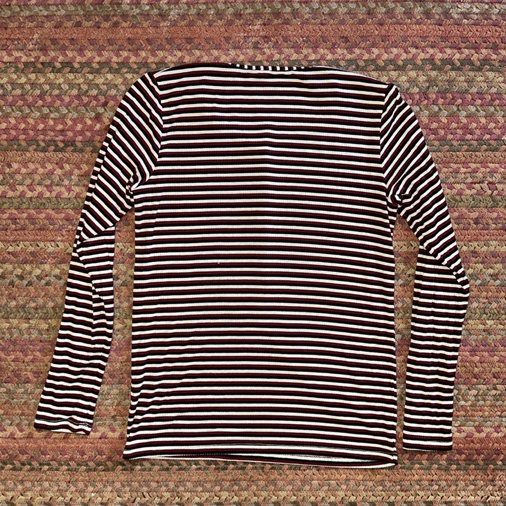 ALBION HENLEY RED BLACK STRIPE STRETCH LONG SLEEVE - Picture 4 of 4